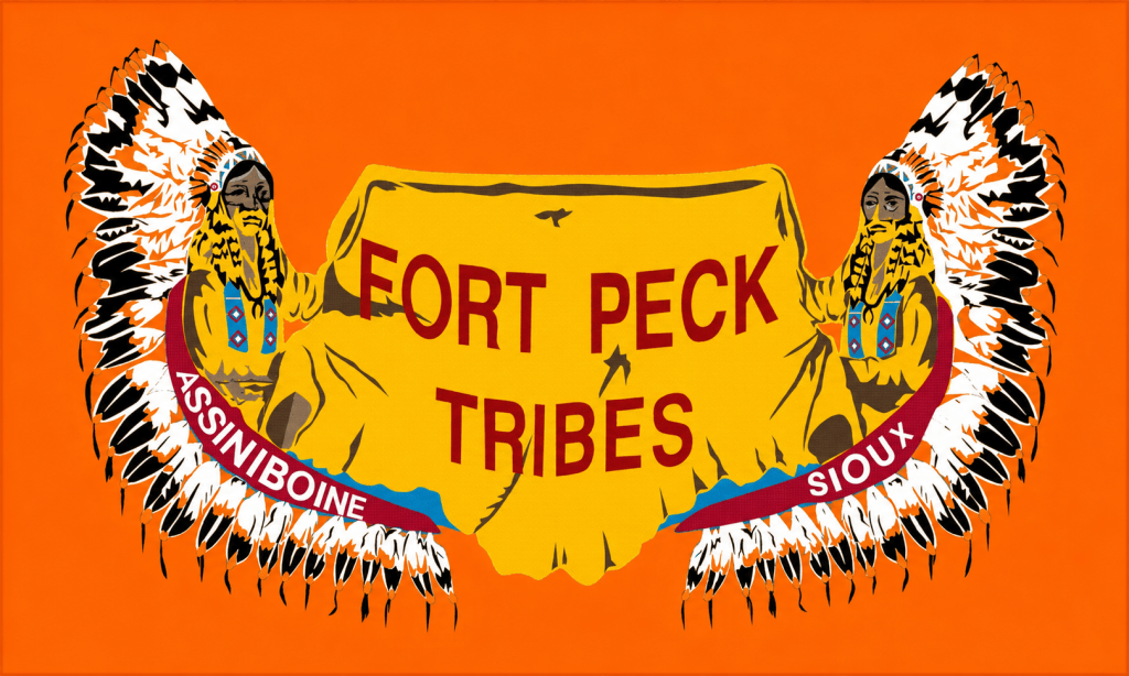 Orange version of the Fort Peck Tribal Flag created for the Orange Flag Project.